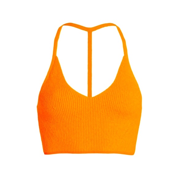 NEW RAG AND BONE Soleil Stretch Ribbed Bra Top Size L Orange color - Picture 3 of 8